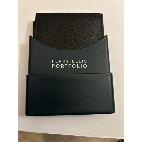 Perry Ellis Portfolio Black Pebble Bifold  Wallet New Retails For $39.50 - Picture 4 of 9
